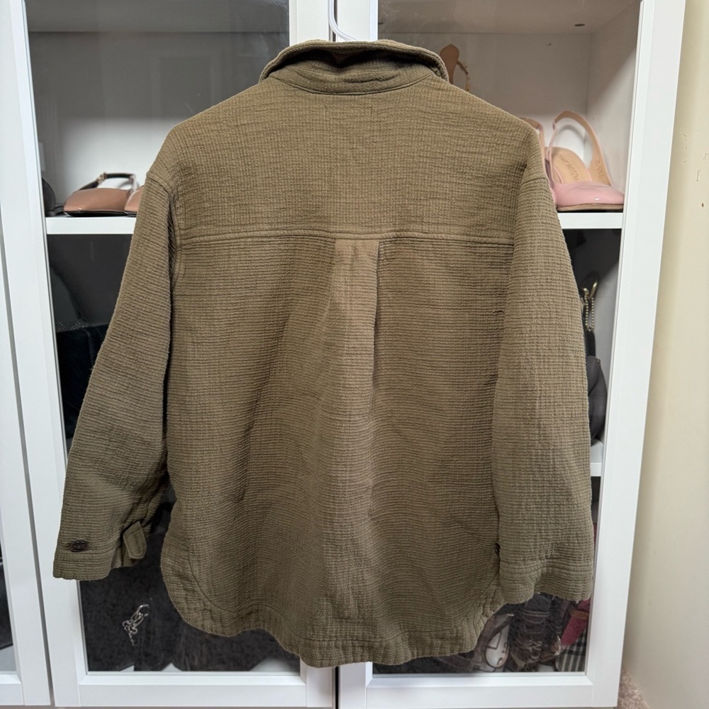 Madewell Olive Green Lightspun Flap-Pocket Oversized Ex-Boyfriend Shirt Size S - Picture 6 of 6